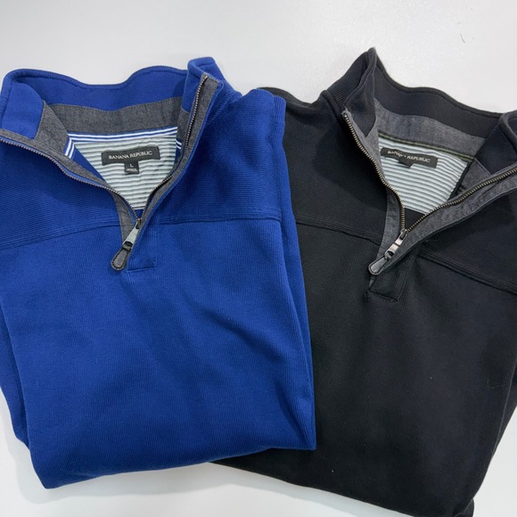 Banana Republic Other - Banana Republic Mens Quarter Zip Pullover Bundle Black And Blue Size Large
